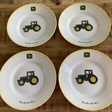 Four (4) John Deere Tractor Logo 9” Salad Bowl / Plates ~ Marketed By Gibson picture