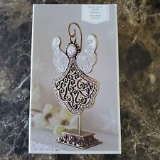 PIER 1 Imports GUARDIAN ANGEL Enamel Rhinestones Hanging Metal Ornament w/Stand picture