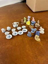Vtg Lot of 15 Wade Whimsies England Animals & Porcelain Mini Tea Set Goose Print picture