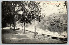 Early 1900s Boats On The Lake Grand Ledge Michigan Postcard Postmarked 1909 MICH picture