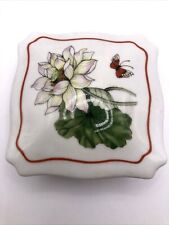 VINTAGE JAPAN TRINKET JEWELRY BUTTERFLY BOX LOTUS THE TOSCANY COLLECTION FLORAL  picture