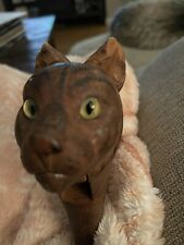 Antique German Black Forest Carved Wooden Cat Working Nut Cracker w/ Glass Eyes picture