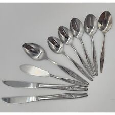 Utica Satin Rose Stainless USA Flatware Table & Tea Spoon Knife Butter VTG Lot A picture