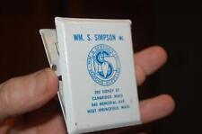 Rare  ADVERTISING PAPER CLIP WM. SIMPSON WEST SPRINGFIELD MASS. MASONS SUPPLIES picture