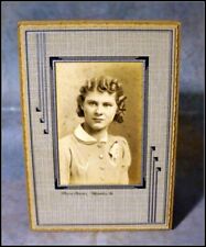 Vintage B&W Photograph Portrait Woman Art Deco Studio Holder 3.25 X 5 in #A2989 picture