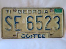 Vintage 1971 1974 Georgia SE 6523 Coffee County License Plate 10223 picture