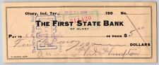 Olney, Okla. Indian Territory 1906 First State Bank Check 