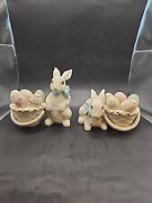 Rare Pair Lenox Easter Bunny Rabbit Candle Holders With Eggs Basket. picture