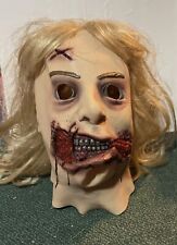 HTF Blonde Haired Girl Latex Rubber Injured Bloody Scary Halloween Mask picture