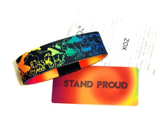 ZOX **STAND PROUD** Silver Strap large NIP Wristband w/Card picture