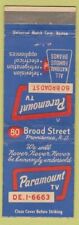 Matchbook Cover - Paramount TV Providence RI picture