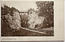 1909 FAYETTE IOWA ROCK CUT Railroad Postcard Steam Locomotive Train D5 picture