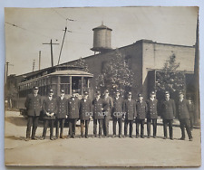 1910'S LARGE PHOTO..GROUP OF OPERATORS CONDUCTORS OLD TROLLEY SUPERIOR WISCONSIN picture