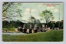 Boston MA-Massachusetts, Public Garden the Bridge, Vintage c1912 Postcard picture