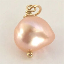 11-12mm huge pink Baroque pearl pendant 18k gold Jewelry fashion Women Flawless picture