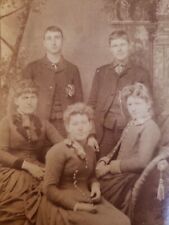 Princeton, WI CDV 5 people (siblings?) w great background by Herman E. Megow picture