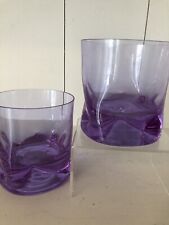 Stunning Purple Heavy Duty Rocks Old Fashion Smooth Flat Bottom Glasses Set Of 2 picture