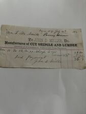 1883 Elmira PA John D Miller Manufacture Of Cut Shingles & Lumber picture