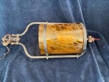Vintage 1920s Original Amber Cylindrical Crackle Glass Pendant Lamp picture