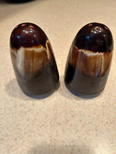 Vintage Brown Drip-ware Stoneware Salt and Pepper Shakers￼ picture