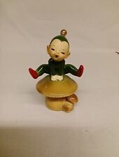 Vintage Josef Originals Pixie Elf Jumping Over Mushroom Japan picture