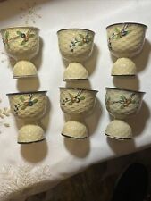 Vintage hotta yu shoten basketweave Egg Cups; Hand Painted; 1930’s; Set Of Six picture