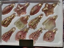 NEW VINTAGE DILLARDS TRIMMINGS Tree Christmas Ornaments Set 12 Pieces Hand Blown picture