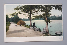 Rochester NY Postcard 1912 Postmark ALONG THE LAKE Ducks Walking Path Man Vtg picture