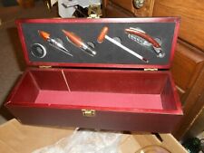 Unique 6 Piece Deluxe Wine Accessories and Wooden Bottle box  Kit/USED CONDITION picture