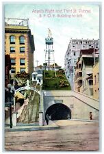 c1910s Angel's Flight And Third St. Tunnel BPOE Building Los Angeles CA Postcard picture