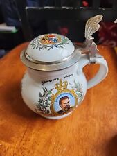 Antique Germany pre WW1 signed Lidded Beer Stein Mug 6.5” King Ludwig II  picture