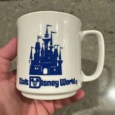 VTG Walt Disney World Cinderella's Castle White Blue Embossed Coffee Mug JAPAN picture