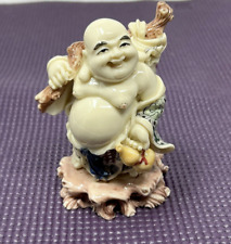 Vintage Laughing Buddha Resin Figure - Traveling Buddha - High Detail (A) picture