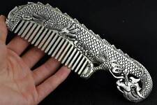 China's rare Tibetan hand-made Tibetan silver-white bronze carved dragon comb picture