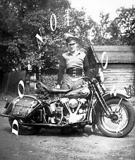 ANTIQUE REPRODUCTION 8X10 PHOTOGRAPH MAN ON HIS HARLEY DAVIDSON MOTORCYCLE # 10 picture