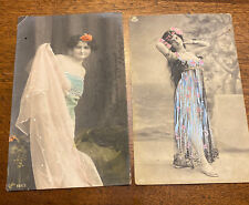 1905 VINTAGE Hand Coloured Art Nouveau  BEAUTIFUL WOMAN POSTCARD CL Co picture