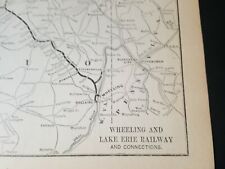 Original 1892 MAP ☆ WHEELING & LAKE ERIE RAILWAY train report Martin's Ferry OH picture