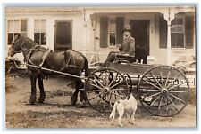 c1910's Man Horse Carriage Dog Dirt Road Unposted Antique RPPC Photo Postcard picture