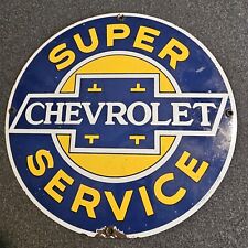 SUPER CHEVROLET SERVICE Ande Rooney Porcelain Advertising Sign 11” Man Cave Gara picture