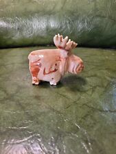 Clay Moose Made In Sitka Alaska. Vintage. White With Brown Swirl Glaze. Unique picture