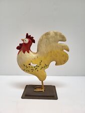 Vintage Hand Painted Folk Art Rooster Metal Stand Statue picture
