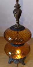 Amber Optic Glass Double UFO Table Lamp MCM picture