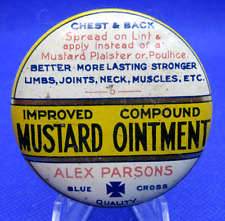 Vintage Mustard Alex Parsons Blue Cross Ointment Medicine Advertising Tin picture