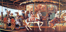 Victorian Carousel Calliope Carnival Fairground Brass Ring Matted Art Print MINT picture