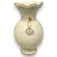 Vintage Lenox Pretty Polka Dot Vase Porcelain Ivory Cream Scallop Edge Gold Rim picture