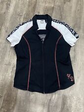 Harley Davidson Womens Size XL Zip Up Black White Garage Shirt Embroidered picture
