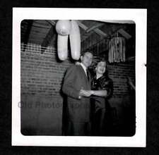 FLASH PIC BASEMENT PARTY BALLOONS COUPLE DANCING OLD/VINTAGE PHOTO SNAPSHOT-J769 picture