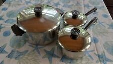 Lot Of 3 Revere Ware 1801 Stainless Steel Bottom Pots With Lids Vintage picture
