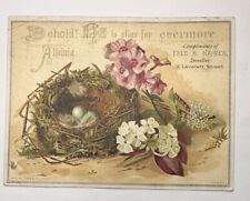 Victorian Jewelers trade card Fred H Haines 3 Leverett St Easter Poem B81 picture