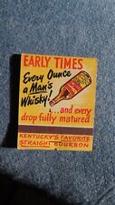 Early Times Kentuckys whiskey burbon large matchbook full unstruck great graphic picture